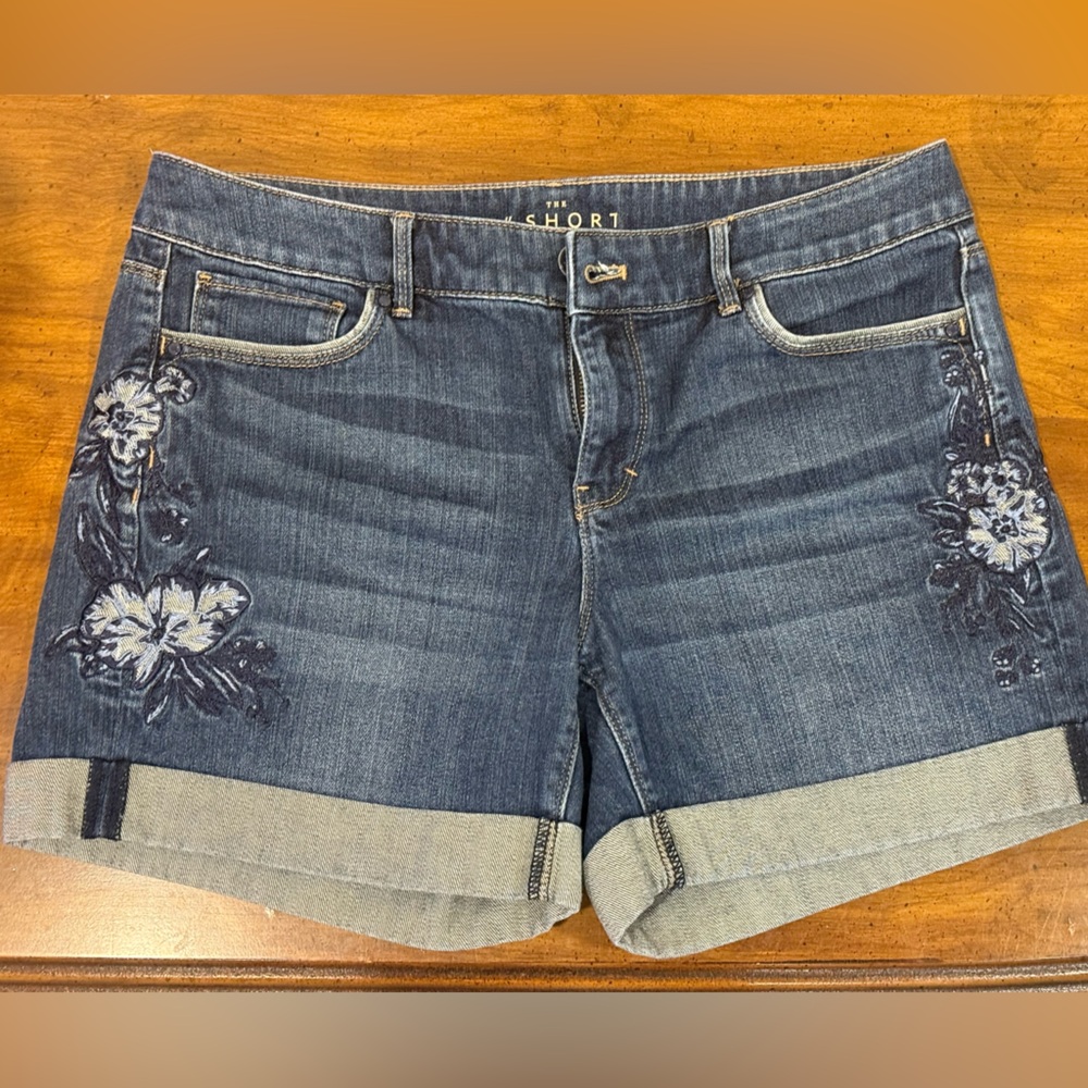 Floral Embroidered Denim Shorts